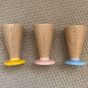 Sundae Glasses Ice Cream Cone Pink,Blue, Yellow (set of three)